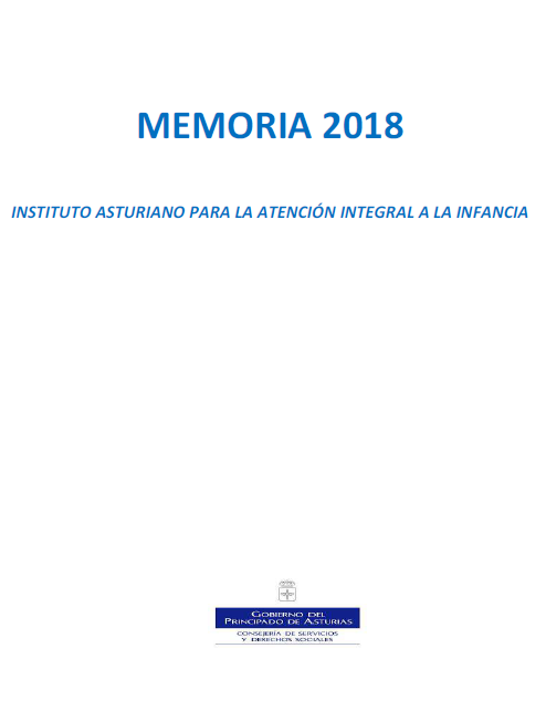 Imagen - Memoria 2018.Instituto Asturiano para la atención integral a la infancia.