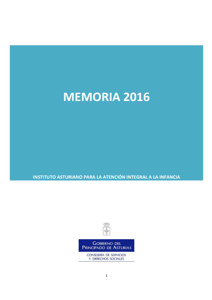 Imagen - Memoria 2016. Instituto Asturiano para la atención integral a la infancia